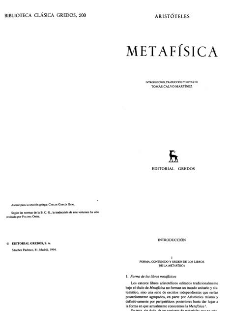 Aristóteles   Metafísica   Ed Gredos.pdf | Aristóteles | Ontología