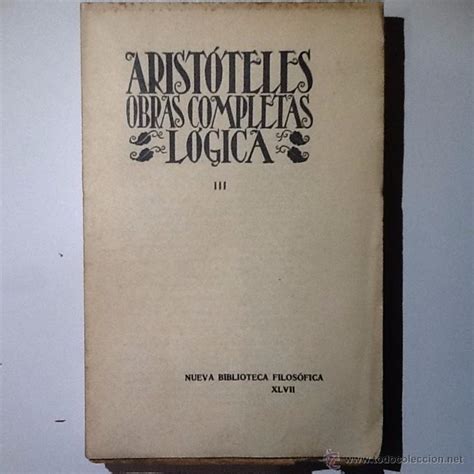 aristoteles obras completas, 1931. lógica tomo   Comprar Libros ...