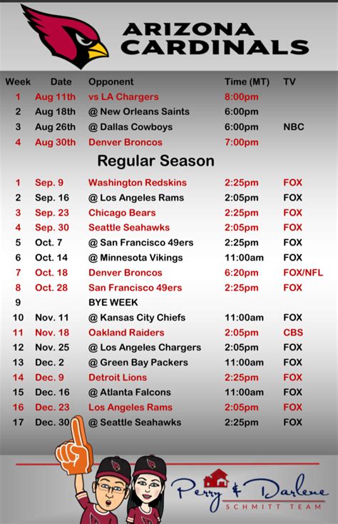 Arizona Cardinals Football Schedule 2018 2019