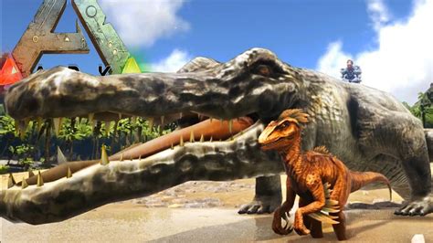 Ark Survival Evolved PREHISTORIC CROC CAN PICK UP A TREX ...