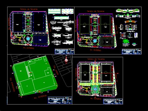 Arquitectura de complejo deportivo en AutoCAD | CAD  4.01 MB  | Bibliocad
