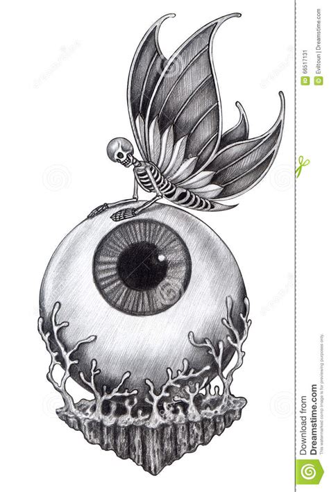 Art skull surreal tattoo. stock illustration. Illustration ...