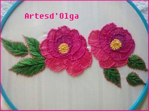 Artesd Olga: Flores bordadas a mano  rosas