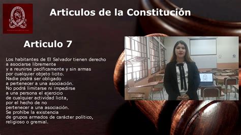 Articulo 7 Constitucion de la Republica de El Salvador   YouTube
