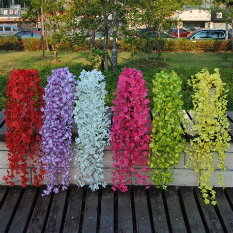 Artificial Silk Winter Jasmine Flower Wall Hanging Plant ...
