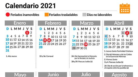 Así está el calendario oficial de los Feriados 2021 ...