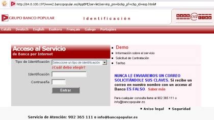 Ataque phishing al Banco Popular y Barclays España.