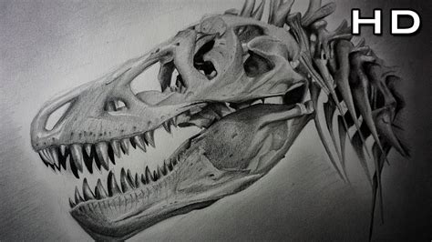 Aterrador Dibujo del Cráneo de un Tiranosaurio Rex a lápiz ...