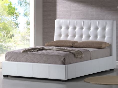 Athens White Bonded Leather Platform Bed