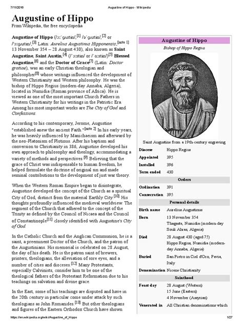 Augustine of Hippo   Wikipedia.pdf | Augustine Of Hippo ...