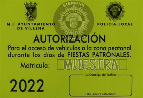 Autorización de acceso de vehículos a la zona peatonal durante Fiestas ...