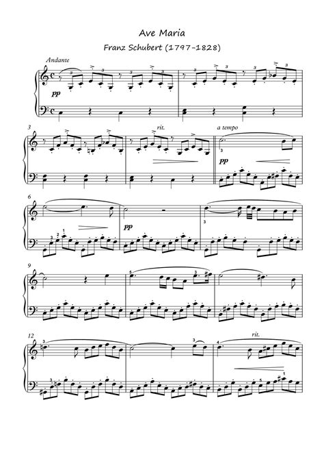 Ave Maria by Franz Schubert for easy piano sheet music ...