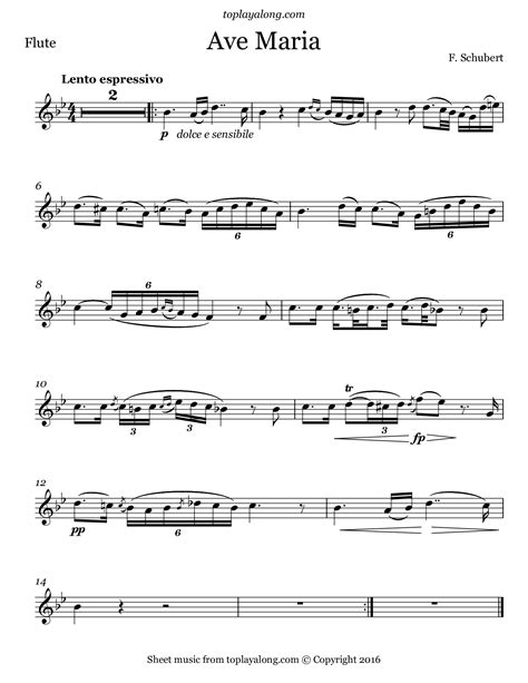 Ave Maria by Schubert. Free sheet music for flute. Visit ...
