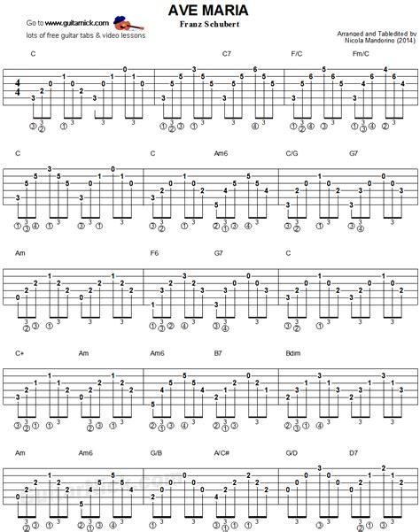 Ave Maria by Schubert: guitar chords tablature 1 in 2019 ...