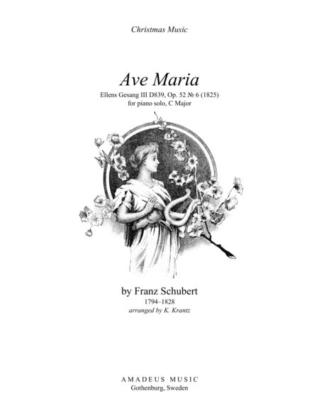 Ave Maria  Schubert  For Piano Solo  C Major  By F ...