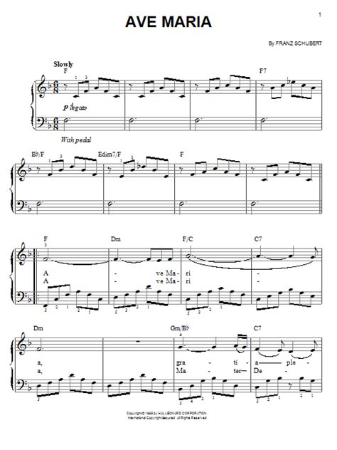 Ave Maria sheet music by Franz Schubert  Easy Piano – 56541