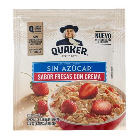 Avena Quaker sin azúcar sabor fresas con crema 35 g | Walmart