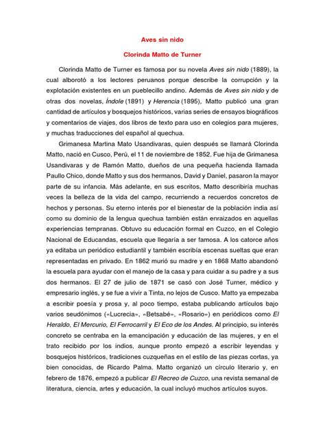 Aves Sin Nido | PDF
