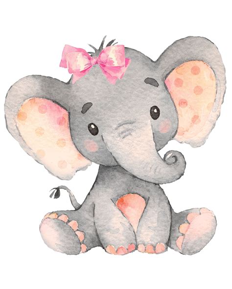 Baby Girl Elephant Nursery Print JPEG 8 by 10 / Digital ...