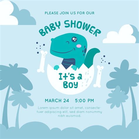 Baby shower invitación dinosaurio diseño | Vector Premium