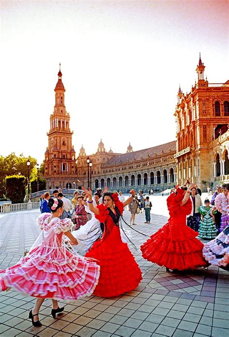 Baile flamenco, Feria de Abril, Plaza de España, Sevilla, Andalucía ...