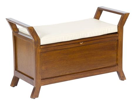 Banco de cama madera de acacia color nogal tapizado