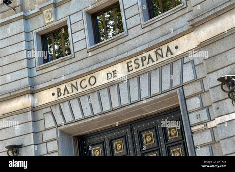 Banco De Espana, Bank of Spain building entrance next to Plaza De ...