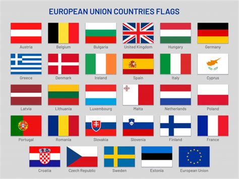 Bandeiras de países da união europeia. estados da europa ...