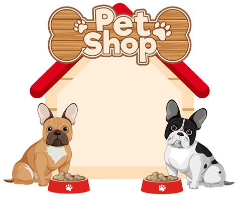 banner de tienda de mascotas con bulldogs franceses ...