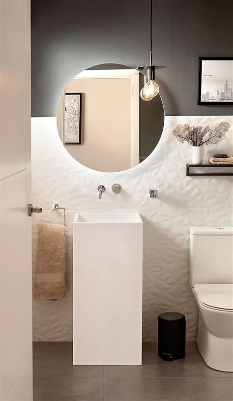 Baño pequeño Kubo · LEROY MERLIN en 2021 | Espejo redondo para baño ...
