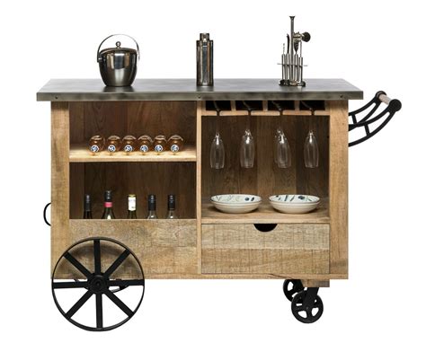 Bar Cabinet Cart Kitchen Island Trolley Industrial Wine ...