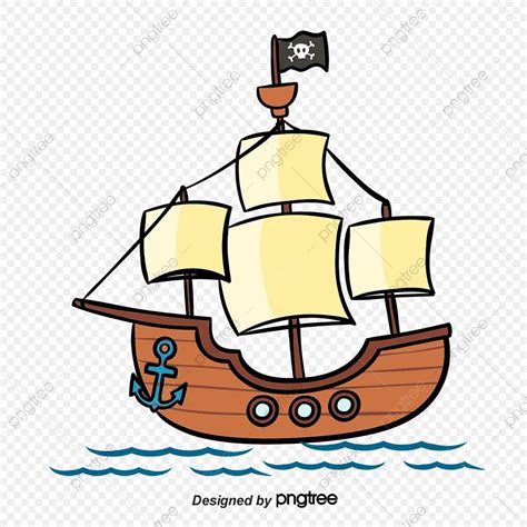 Barco Pirata Dibujado A Mano Ilustración De Barco Pirata ...