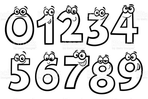 Basic Numbers Cartoon Set Coloring Book Stock Illustration ...