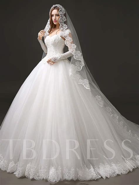 Beaded Bodice Lace Ball Gown Wedding Dress   Tbdress.com