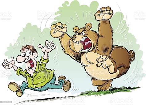 Bear Chasing Man Stock Illustration Download Image Now ...