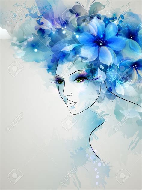 Beautiful abstract women with abstract design floral elements ...
