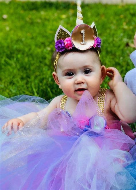 Beautiful baby girl first birthday tutu dress unicorn ...