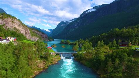 Beautiful Nature Norway natural landscape. Aerial footage ...