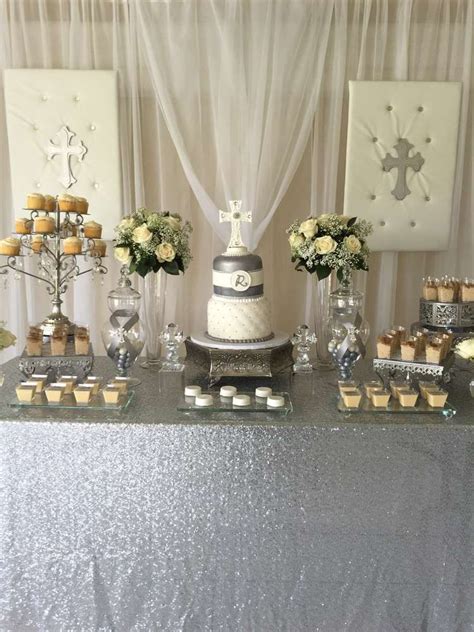 Beautiful white and silver baptism | CatchMyParty.com ...