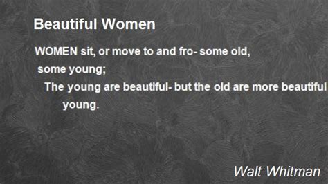 Beautiful Women Poem by Walt Whitman   Poem Hunter Comments
