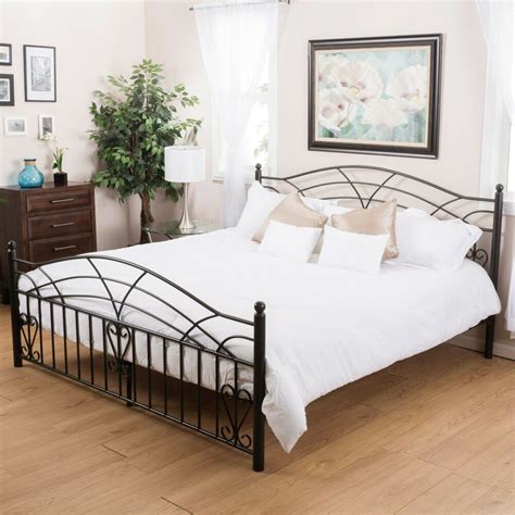 Bedroom Furniture Black Finish Iron Metal Queen Size Bed ...