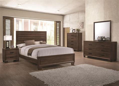 Bedroom Furniture Medium Brown Queen Size Bed Panel unique ...