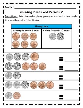 Beginning/ Simple Counting Money Worksheets Using New ...