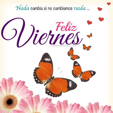 Bellas Tarjetas : Feliz Viernes   Mariposas y Corazones