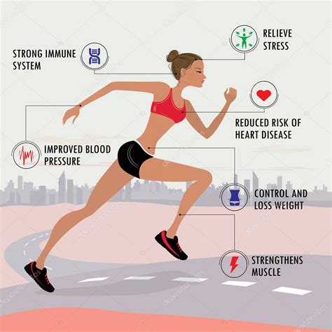 Beneficios de correr fitness, deporte y salud concepto — Vector de ...