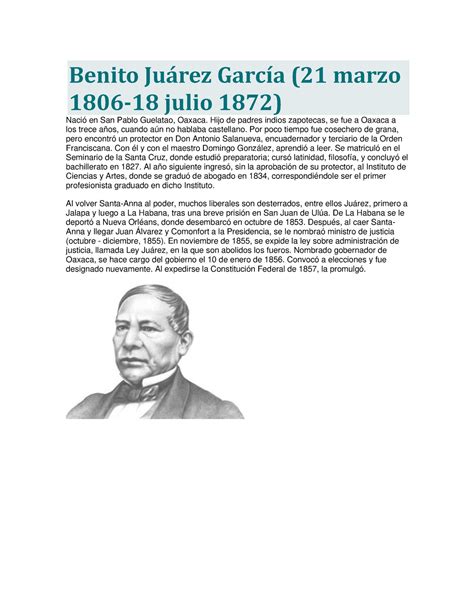 Benito Juárez García, biografía, Banco de México   Benito Juárez García ...