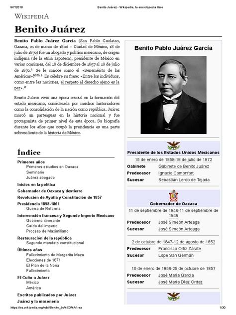 Benito Juárez   Wikipedia, La Enciclopedia Libre | México | Política