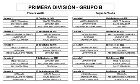 Bera Bera   Calendario 2021 22 Fase 1, Primera División Nacional