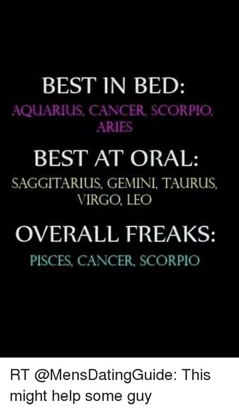BEST IN BED AQUARIUS CANCER SCORPIO ARIES BEST AT ORAL ...
