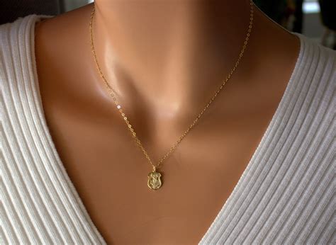 BEST SELLER Dainty Gold Saint Michael Necklace Women Sterling | Etsy ...